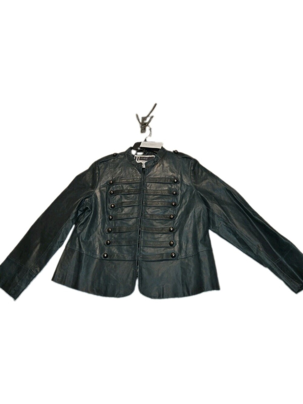jessica london leather jacket Vtg Military/napoleon Style Dark Green Sz 18 W Y2k